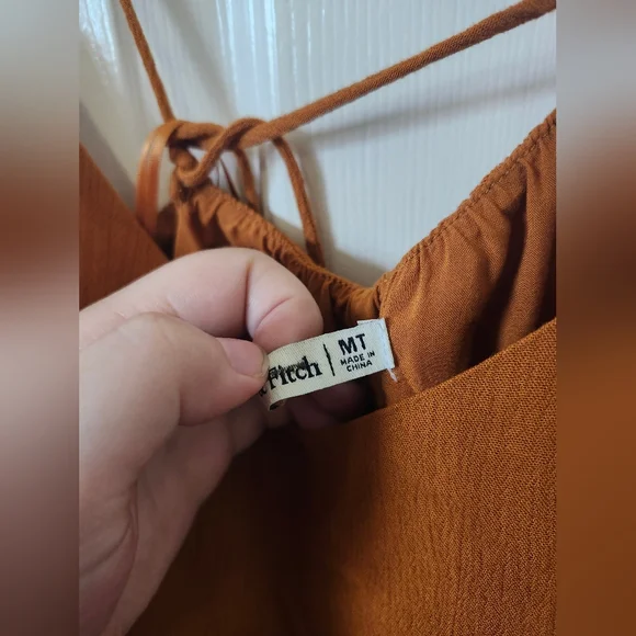 Abercrombie & Fitch Orange Tan Strappy Tie Short Romper M Tall - Picture 8 of 11